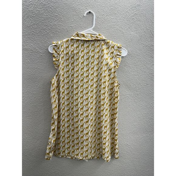 Tommy Hilfiger Womens Tank Top Size Large Button Up Giraffe Yellow Necktie - Picture 7 of 11